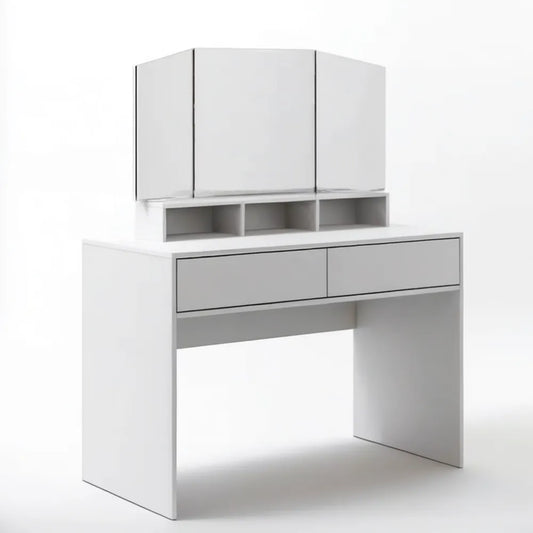 Biała toaletka z lustrem i szufladami MDF 80 x 40 x 130 cm